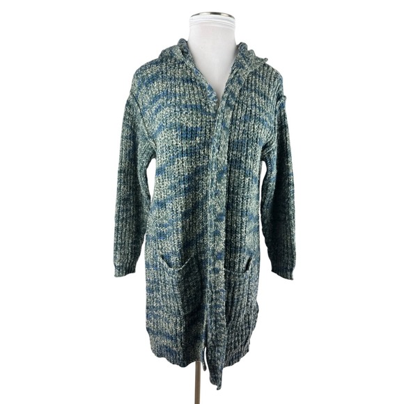 *Flawed Sundance Long Cardigan Sweater Space Dye Duster Hooded Wool Blend Small - Picture 2 of 16